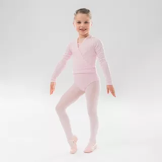 Baju balet anak perempuan lapisan baju lengan panjang ballet wrap top