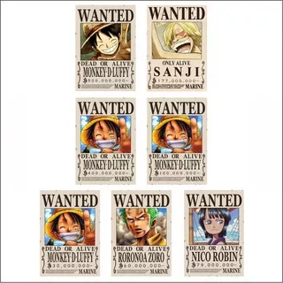 Poster Anime One Piece - BOUNTY POSTER WANTED One Piece Kru Mugiwara Bounty History