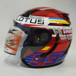 Helm ARL Centro Double Visor Lotus Marquez 93 Merah Slot Anti Thief.