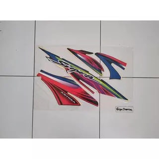 Variasi Striping Sticker Supra 100 Tromol 2002 2003 Hitam Lis Merah