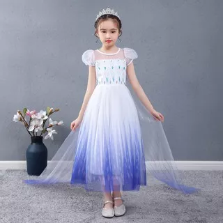 Kostum + Sayap Princess Elsa Frozen 2 Gaun Pesta Baju Ulang Tahun K07