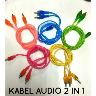 KABEL AUX 2 IN 1 KABEL AUX AUDIO SPEAKER CABANG 2 1 METER JACK AUDIO 3.5MM CABLE COLORFULL