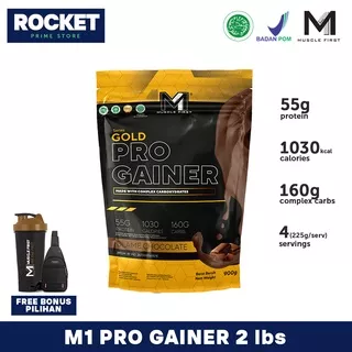 M1 Muscle First Pro Gainer Susu Gainer Mass 2 lbs 900 gr Rasa Caramel Fusion | Glame Chocolate | Honeydew Melon | Chocolate mint | Vanilla Popcorn