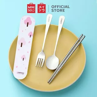 Miniso Official Four-Pieces Tableware / Alat Makan Traveling Travel