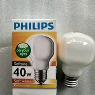 Lampu Bohlam Pijar Softone 40W 40 Watt 40 W Putih Susu Philips