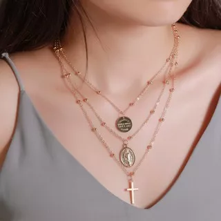 Fashion Cross Gold Metal Pendant Necklace Christian Jesus Necklaces New Women