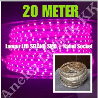 Lampu LED STRIP SELANG SMD 5050 20M PINK 220V OUTDOOR 20 M METER UNGU