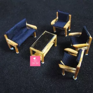 MAKET kursi tamu set / sofa kayu set / set kursi keluarga skala 1:50