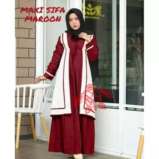 Gamis Gamissyari Gamiswanita Gamismodern Bajumuslim Bajuwanita Gamis TUNIK MAXY SIFA MAROON [H 88ZKH