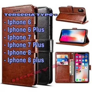 Case Dompet Kulit Slot Kartu Iphone Se 2020 6 6G 6S 6plus 7 7plus 8 8plus 6+ 7+ 8+  X XS XR XS MAX Flip Leather case wallet / Case Dompet Kulit