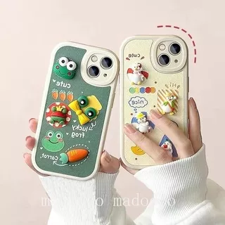For iPhone 14 13 12 11 Pro Xs max 6 6S 7 8 Plus X XR Cute Cartoon 3D Doll Duck The Frog Prince Airbag Shockproof Soft Phone Case Cover XPN 07