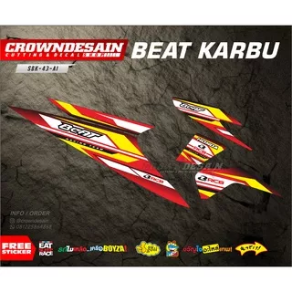 Striping Beat Karbu Motif Racing - Variasi Stiker Motor - Skotlet List Body Motor Beat