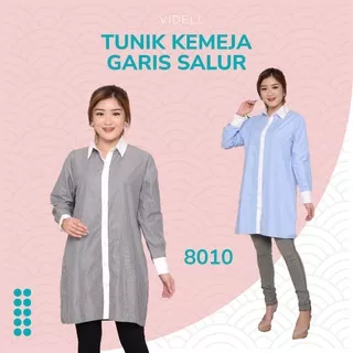 Tunik Kemeja Wanita Garis Garis Bahan Katun 8010