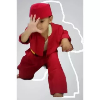 BAJU PITUNG ANAK BAJU PANGSI BETAWI ANAK LENGKAP(baju+Celana+Sabuk+Peci)