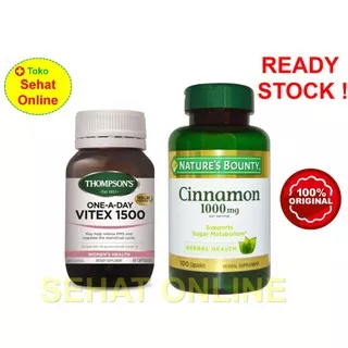 Paket Thompson Vitex 1500 + Nature`s Bounty Cinnamon (untuk PCOS)