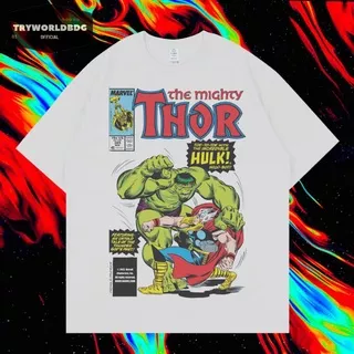 KAOS OVERSIZE / KAOS KARTUN / OVERSIZE T SHIRT / KAOS THOR VS HULK MARVEL COMICS VINTAGE TEE