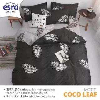 Sprei set katun lokal premium esra coco leaf hitam