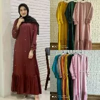 Gamis Aurel / Gamis Wanita Eksklusif Original Terbaru Bahan Moscrepe Premium Terbaik/ Plisket