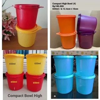 [VARIASI] Tupperware Compact Bowl High 4pcs Toska toples bulat bertutup