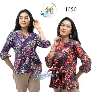 1050 Blouse Batik Parang Ikat Lengan Balon - Atasan Baju Wanita 7/8 3/4 Merah Ungu