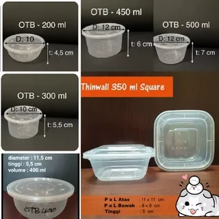 25 pcs Thinwall Bulat 200ml Mangkok Plastik Cup Puding Salad Dessert Slime 200ml 300ml 400ml 450ml