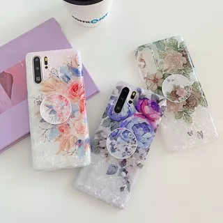 Casing Samsung Galaxy S21 Ultra S21 Plus Note 20 Ultra Note 10 Plus Note 9 Note 8 S10 Plus S10 5G S10e S9 Plus S8 Plus Shell Pattern Purple Flower Stand Soft Case Cover