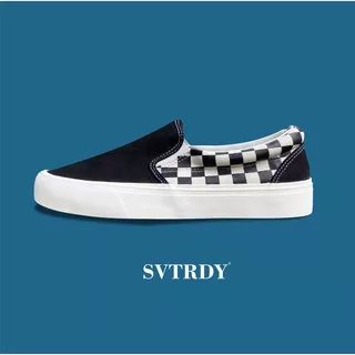 sepatu pria | savterday | basic checkboard black white | slipon | checkerboard | sepatu catur hitam | sepatu slip on pria