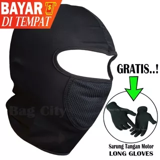 Masker Buff Pengendara MotorBuff Masker - Masker Ninja - Masker Motor Pria BCS8210 Black - Masker Full Face - Buff Masker Original GRATIS 1Pasang Sarung Tangan Motor Pria Keren