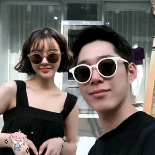 Kacamata Hitam Gaya Retro Frame Bulat Fashion Korea Anti Radiasi