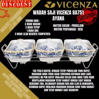 Prasmanan vicenza keramik Wadah saji VICENZA garansi pecah belah ORIGINAL Vicenza BA751 Prasmanan vicenza Casserole with rack wadah saji keramik garansi pengiriman