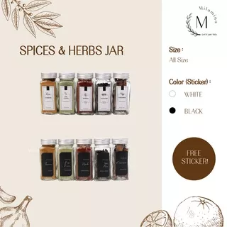 Spice Jar/ botol bumbu kaca / tempat bumbu kaca / square glass spice jars