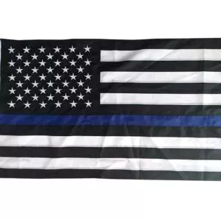 Bendera Flag Amerika America USA Black Stripe Blue Line Polyester import China Double Side 150x90cm Sablon 2 Sisi Black People Anti Cops