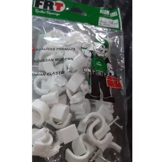 KLEM KABEL FRT 14MM/Klem Kabel Listrik Clip Klip Putih 14mm 14 mm 40 Pcs Paku Beton 40pc/ KLEM PIPA KABEL LITRIK + PAKU