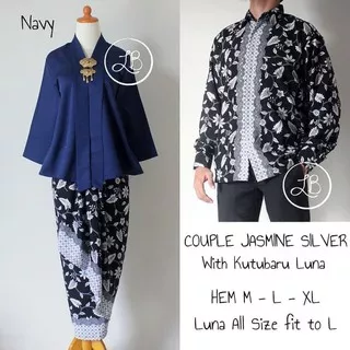 Setelan Couple Kebaya Modern Floy Set Kebaya Kutubaru Rok Lilit Batik Kemeja Tangan Panjang Aneka Pilihan Motif