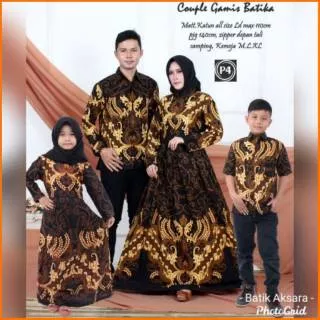 Couple Batik Keluarga Fullset Mama Papa & 2 Anak/Couple Keluarga Gamis Asmiranda katun mix Balotelli