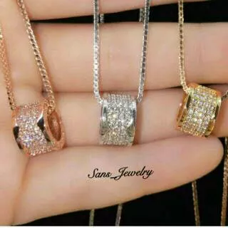 Promo Kalung Bvlgari Silver Swarovski Perhiasan Wanita Korea Anti Karat & Hitam Adc Gfs Tgb Hijab