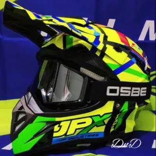 HELM CROSS JPX - JPX CROSS X4 ROSSI BLACK YELLOW +GOGGLE OSBE