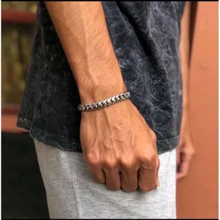 GELANG RANTAI TITANIUM STAINLESS STEEL PRIA ANTI KARAT TERBARU