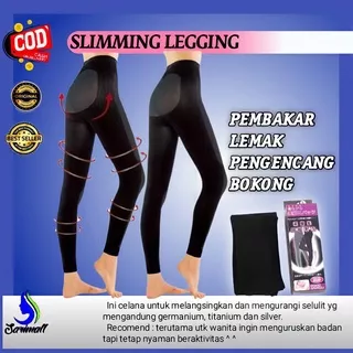 Legging Pengecil Paha Membakar Lemak Paha dan Betis | Slimming Night Legging Bahan tebal Black Only