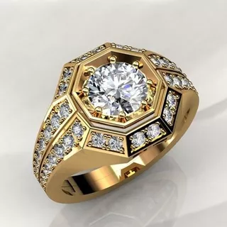 Cincin Emas Hias Berlian Putih Alami Untuk Pria Dan Wanita