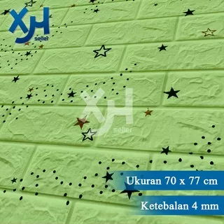 Promo besar Wallpaper Motif Star 3D Dinding / Foam Bata BINTANG HIJAU 4MM
