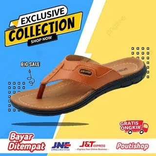 Sandal Kulit Asli Pria Casual Sendal pria Kasual Kulit Asli Cowok Fladeo Dewasa Original Jepit Keren