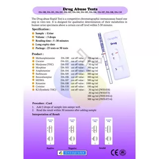 Alat Tes Metamfetamin Drug Abuse Test METHAMPHETAMINE di Urin CARD Oncoprobe - Ecer