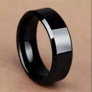 Cincin couple hitam titanium stainless steel segi sisi anti karat selamanya Fashion ring style