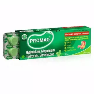 PROMAG Tablet - Obat sakit maag & kembung (1 box - 3 blister) / (1 blister - 10 tablet kunyah)