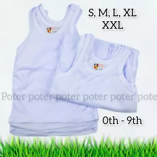 kaos dalam singlet putih polos bayi anak balita paud TK SD S M L XL XXL cowok cewek laki perempuan