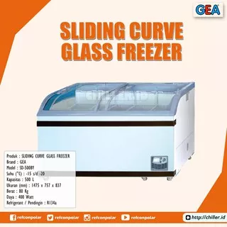 SLIDING FLAT GLASS FREEZER GEA SD 500 LITER 400 WATT