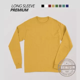 Kaos Polos Tangan Panjang Cotton Combed 30S Premium - Kuning Mustard