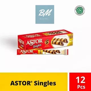 Astor Singles 12 x 18 gr - Snack Wafer Roll Rasa Coklat Astor 12 pcs - Chocolate Wafer Stick