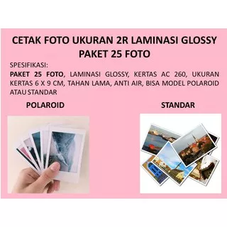 Cetak foto 2r laminasi glossy paket 25 foto polaroid